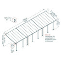 Toit de terrasse 300x1156cm en aluminium gris et polycarbonate 8mm FERIA - Canopia by Palram