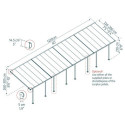 Toit de terrasse 300x1220cm en aluminium gris et polycarbonate 8mm FERIA - Canopia by Palram