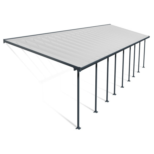 Toit de terrasse 300x1276cm en alu gris et polycarbonate 8mm FERIA - Canopia by Palram