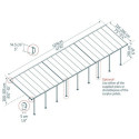 Toit de terrasse 300x1276cm en alu gris et polycarbonate 8mm FERIA - Canopia by Palram
