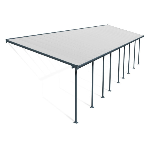 Toit de terrasse 300x1340cm en aluminium gris et polycarbonate 8mm FERIA - Canopia by Palram
