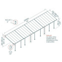 Toit de terrasse 300x1340cm en aluminium gris et polycarbonate 8mm FERIA - Canopia by Palram