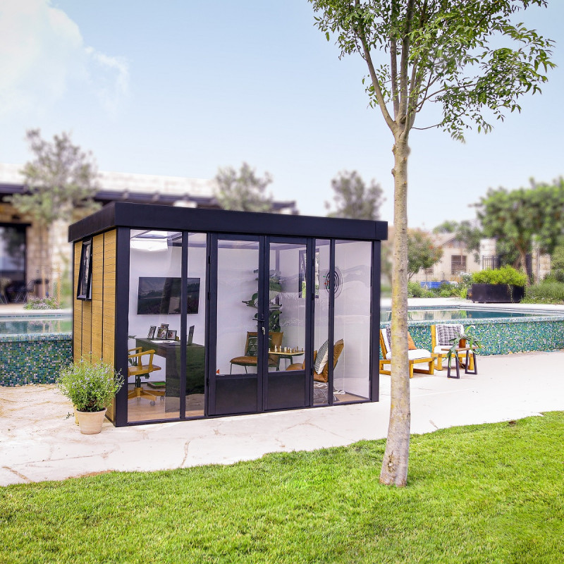 Bureau de jardin en aluminium et bois composite 10,1m² - isolation triple paroi Copenhagen – Canopia by Palram