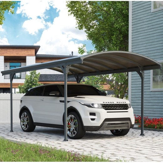 Carport en alu gris et polycarbonate bronze 1 voiture 14,6m² Victoria 5000 - Canopia by Palram