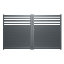 Portail battant semi-ajouré en aluminium 300x160cm ARNEVA - 2 coloris au choix - ROY