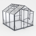 Serre de jardin Hybrid 4,84m² en verre trempé et polycarbonate Sanus L5 - Gampre
