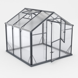 Serre de jardin Hybrid 4,84m² en verre trempé et polycarbonate Sanus L5 - Gampre