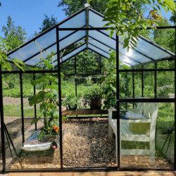Serre de jardin Hybrid 6,5m² en verre trempé et polycarbonate Sanus L7 - Gampre