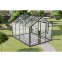 Serre de jardin Hybrid 6,5m² en verre trempé et polycarbonate Sanus L7 - Gampre