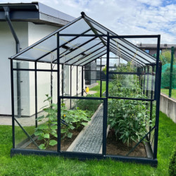 Serre de jardin Hybrid 7,92m² en verre trempé et polycarbonate Sanus L8 - Gampre