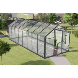 Serre de jardin Hybrid 12,54m² en verre trempé et polycarbonate Sanus L12 - Gampre