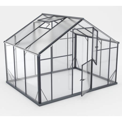 Serre de jardin Hybrid 6,38m² en verre trempé et polycarbonate Sanus XL7 – Gampre