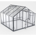 Serre de jardin Hybrid 8,41m² en verre trempé et polycarbonate Sanus XL9 – Gampre