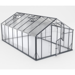 Serre de jardin Hybrid 14,5m² en verre trempé et polycarbonate Sanus XL15 – Gampre