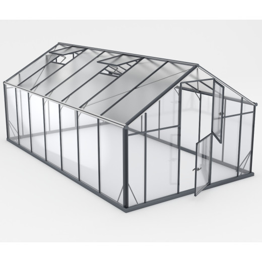 Serre de jardin Hybrid 14,5m² en verre trempé et polycarbonate Sanus XL15 – Gampre