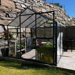 Serre de jardin Hybrid 6,5m² en verre trempé et polycarbonate Sanus UP! L7 - Gampre