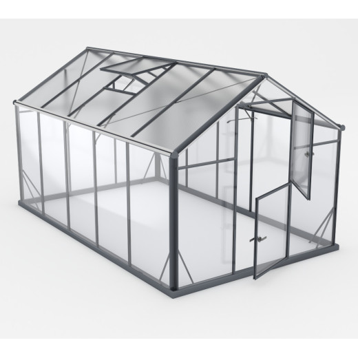 Serre de jardin Hybrid 7,92m² en verre trempé et polycarbonate Sanus UP! L8 - Gampre