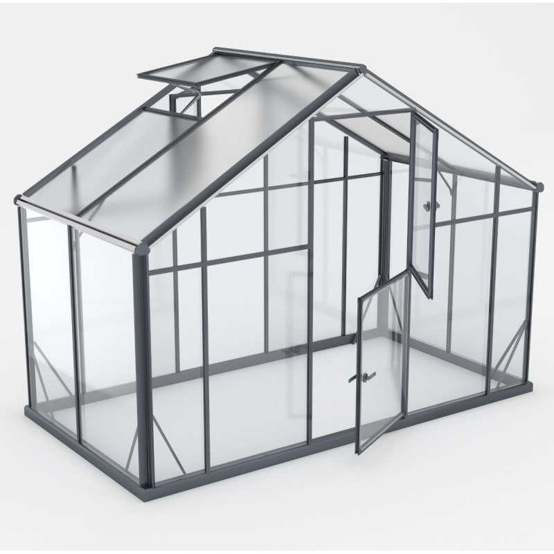 Serre de jardin Hybrid 4,35m² en verre trempé et polycarbonate Sanus UP! XL4 – Gampre