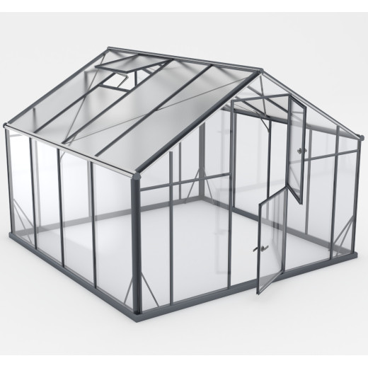 Serre de jardin Hybrid 8,41m² en verre trempé et polycarbonate Sanus XL9 – Gampre