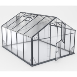 Serre de jardin Hybrid 10,44m² en verre trempé et polycarbonate Sanus UP! XL10 – Gampre