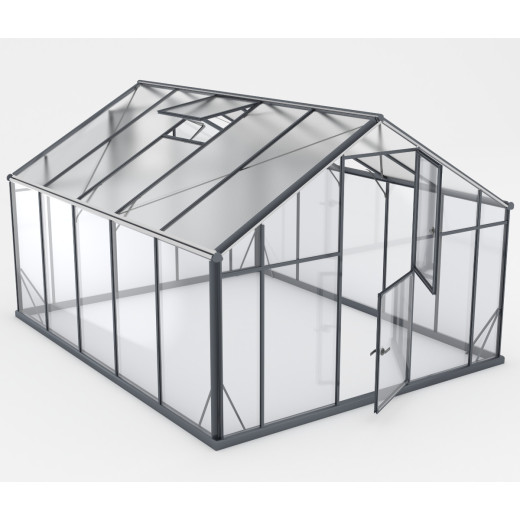 Serre de jardin Hybrid 10,44m² en verre trempé et polycarbonate Sanus UP! XL10 – Gampre