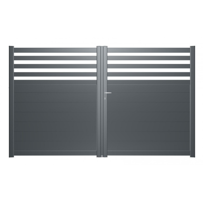 Portail battant semi-ajouré en aluminium 400x160cm ARNEVA - 2 coloris au choix - ROY