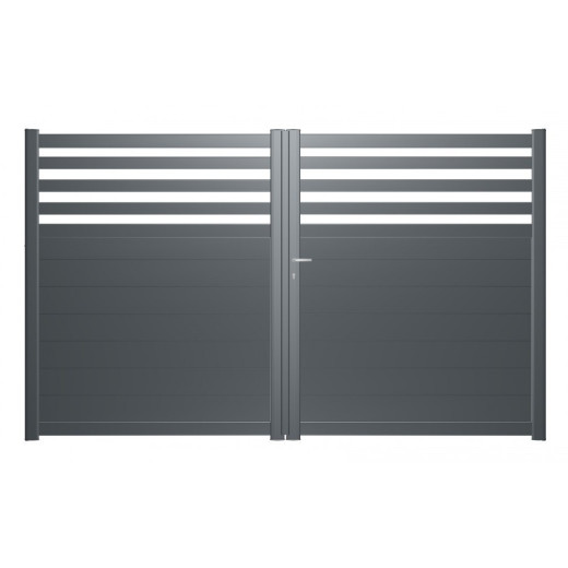 Portail battant semi-ajouré en aluminium 400x160cm ARNEVA - 2 coloris au choix - ROY