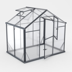 Serre de jardin 3,3m² en aluminium noir et verre trempé Sanus L3 - Gampre