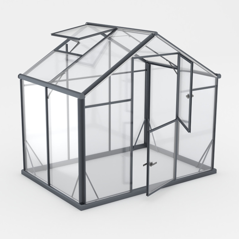 Serre de jardin 3,3m² en aluminium noir et verre trempé Sanus L3 - Gampre