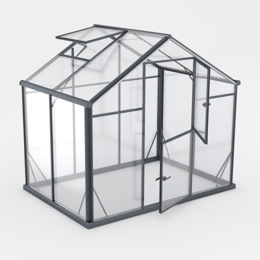 Serre de jardin 3,3m² en aluminium noir et verre trempé Sanus L3 - Gampre