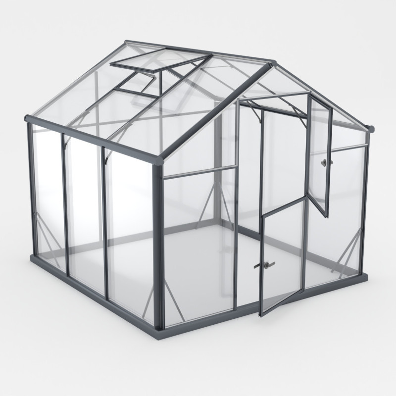 Serre de jardin 4,84m² en aluminium noir et verre trempé Sanus L5 - Gampre