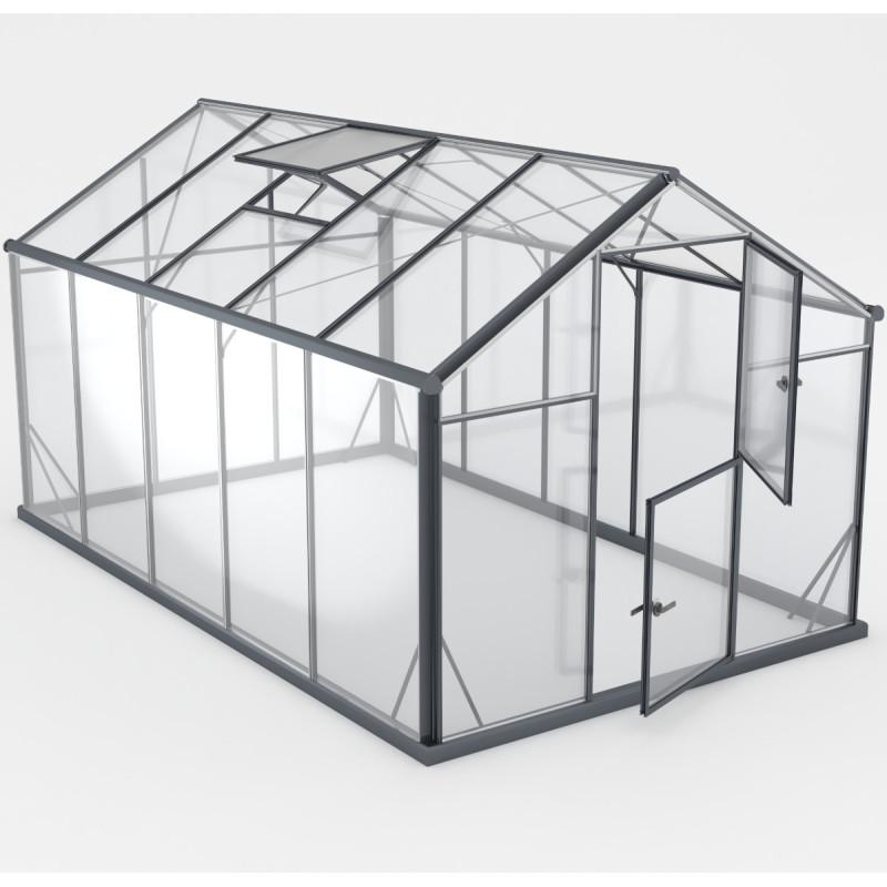Serre de jardin 7,92m² en aluminium noir et verre trempé Sanus L8 - Gampre