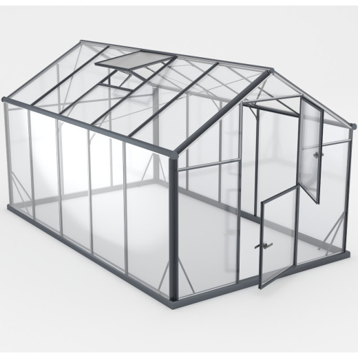 Serre de jardin 7,92m² en aluminium noir et verre trempé Sanus L8 - Gampre