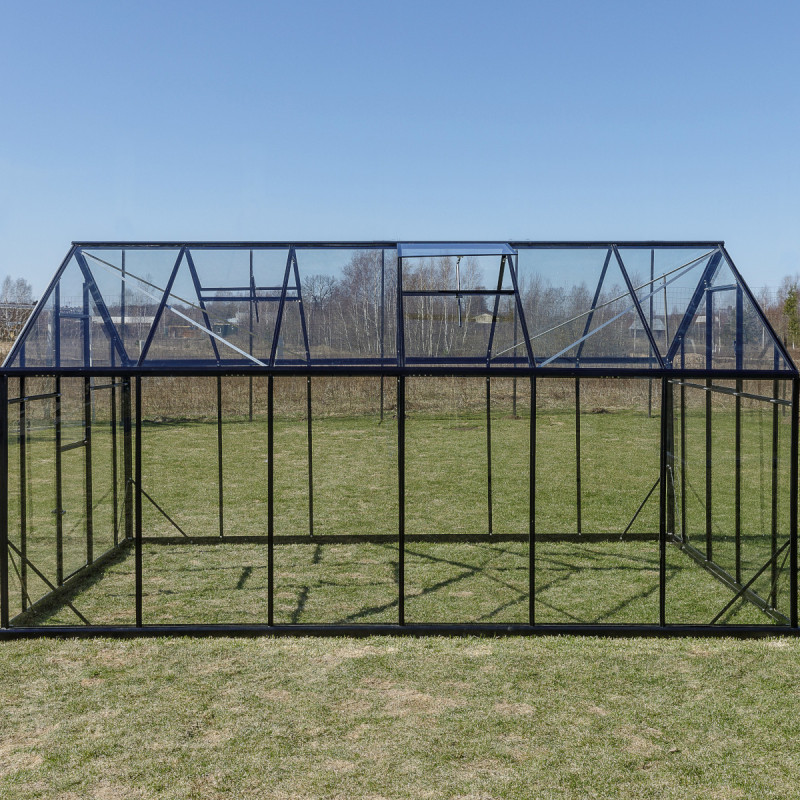 Serre de jardin 9,8m² en aluminium noir et verre trempé Sanus L10 - Gampre