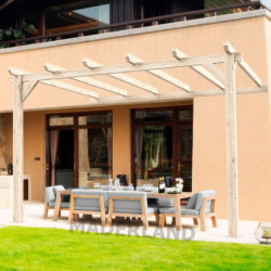 Pergola adossée en bois lamellé-collé 400x300cm Amiens – Maderland