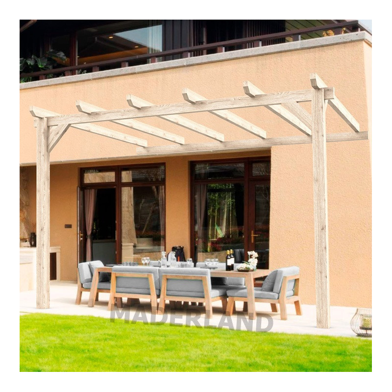 Pergola adossée en bois lamellé-collé 600x400cm Amiens – Maderland