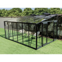 Serre adossée 11,85m² LUXE en aluminium anthracite et verre trempé 4mm - Green Protect