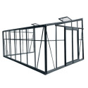 Serre adossée 13,71m² LUXE en aluminium anthracite et verre trempé 4mm - Green Protect