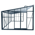 Serre adossée 15,64m² LUXE en aluminium anthracite et verre trempé 4mm - Green Protect
