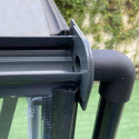 Serre adossée 15,64m² LUXE en aluminium anthracite et verre trempé 4mm - Green Protect