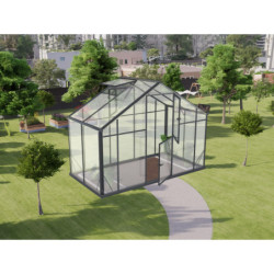 Serre de jardin 4,35m² en aluminium noir et verre trempé Sanus XL4 - Gampre