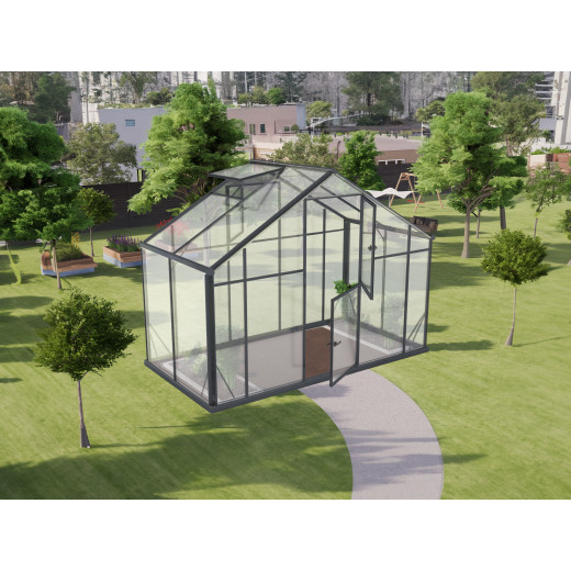 Serre de jardin 4,35m² en aluminium noir et verre trempé Sanus XL4 - Gampre