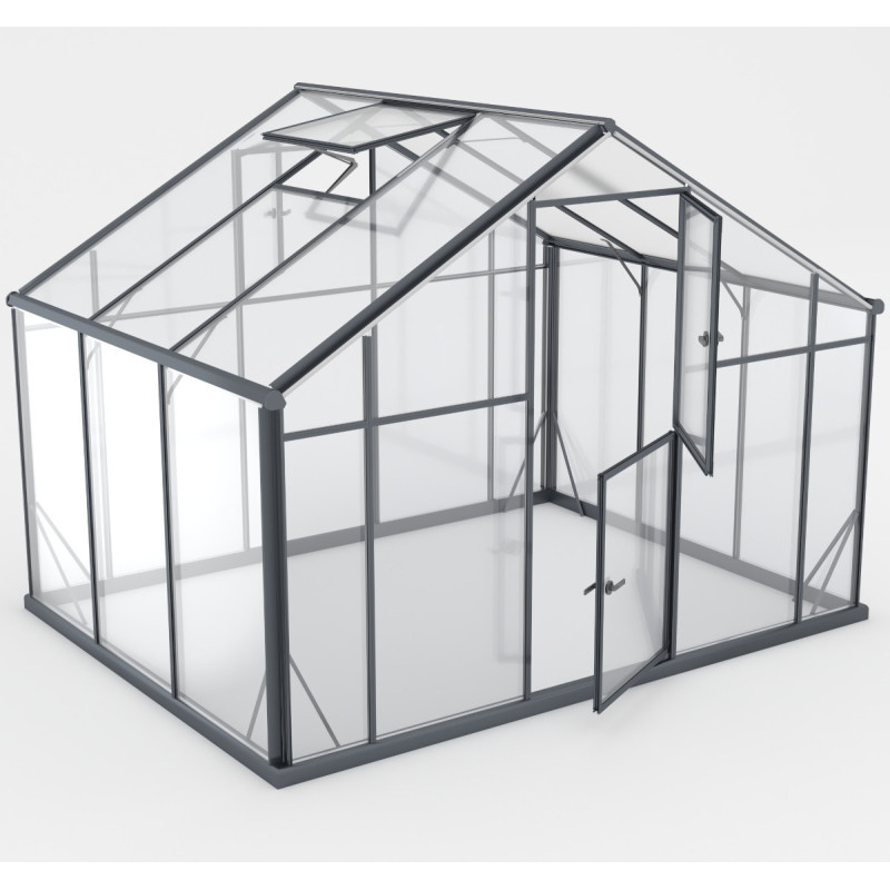 Serre de jardin 6,38m² en aluminium noir et verre trempé Sanus XL7 - Gampre