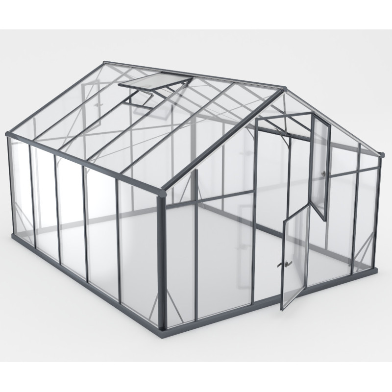 Serre de jardin 10,44m² en aluminium noir et verre trempé Sanus XL10 - Gampre