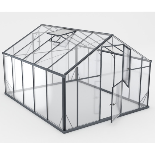 Serre de jardin 10,44m² en aluminium noir et verre trempé Sanus XL10 - Gampre