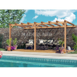 Pergola adossée en bois lamellé-collé 500x300cm Versailles – Maderland