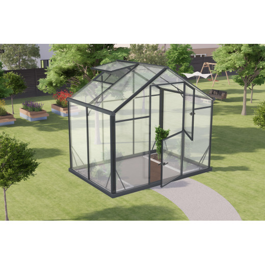 Serre de jardin 3,3m² en aluminium noir et verre trempé Sanus UP! L3 - Gampre