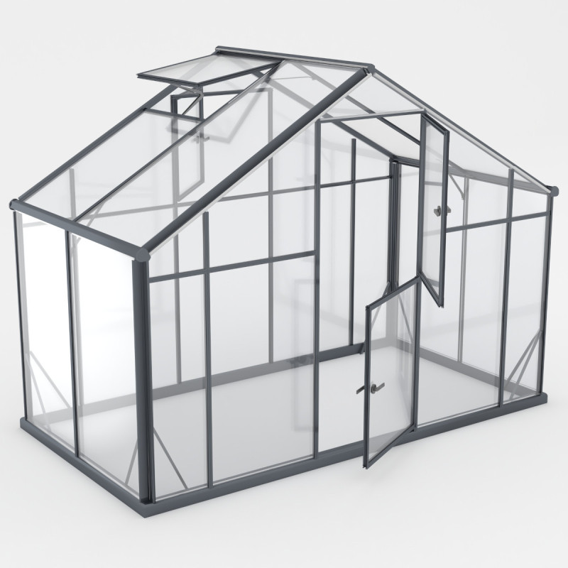 Serre de jardin 4,35m² en aluminium noir et verre trempé Sanus UP! XL4 - Gampre