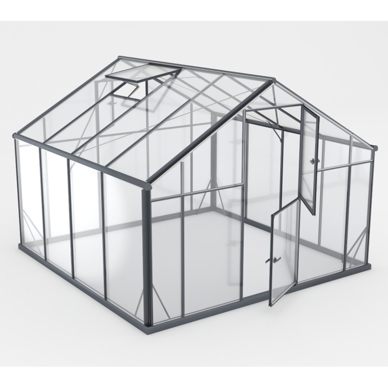 Serre de jardin 8,41m² en aluminium noir et verre trempé Sanus UP! XL9 - Gampre