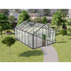 Serre de jardin 12,5m² en aluminium noir et verre trempé Sanus UP! XL12 - Gampre